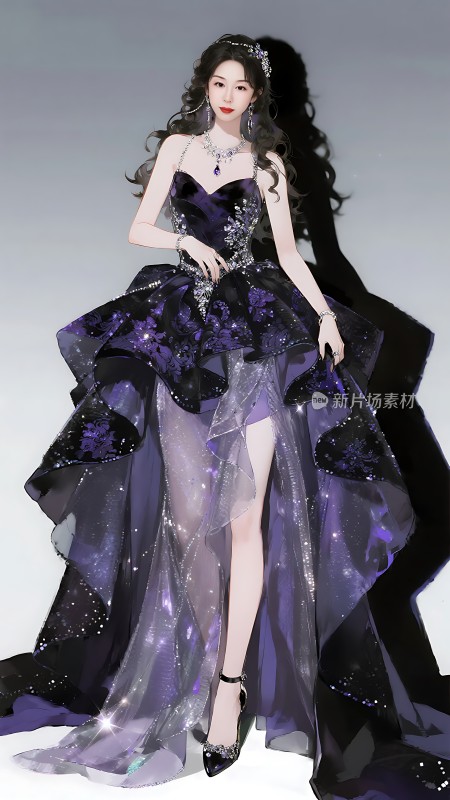 紫色晚礼服优雅女神
