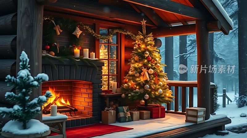 圣诞树下的温馨小屋