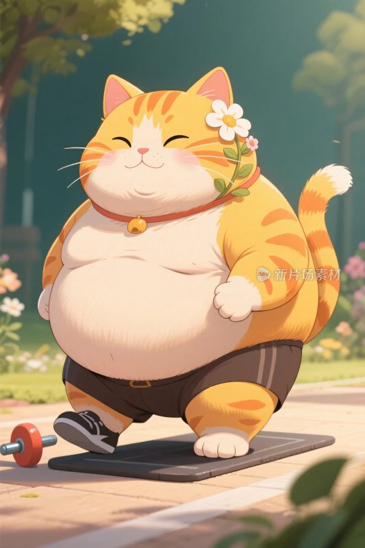 胖橘猫运动插画
