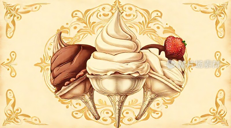 奶油冰淇淋甜筒