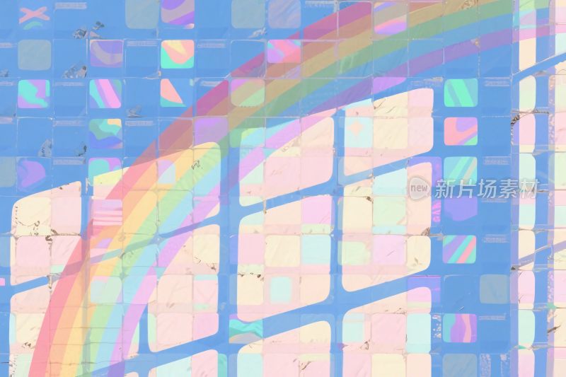 彩色方块彩虹窗户插画