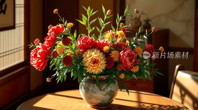 阳光下的花艺展示