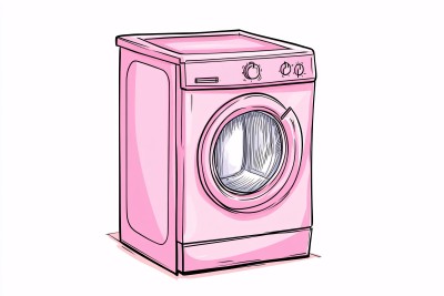 粉色手绘洗衣机插画
