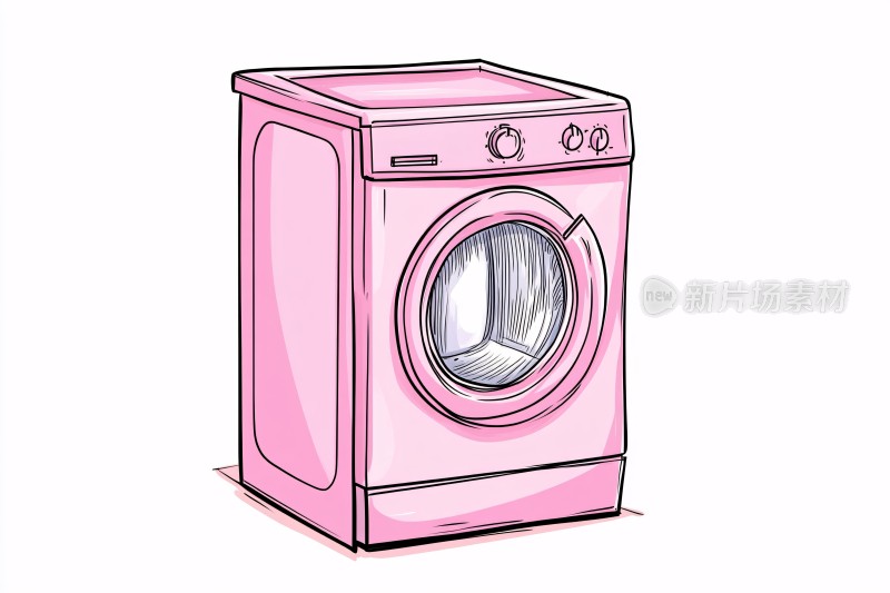粉色手绘洗衣机插画