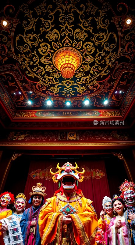 京剧舞台上的华丽服饰和精致面具