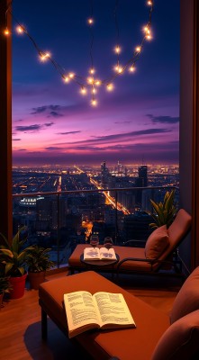 城市夜景下的温馨阳台阅读时光 城市夜景下的温馨阳台阅读时光
