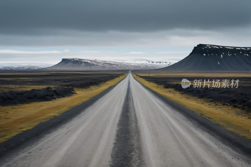 一条漫长的路空旷山高清风景图片