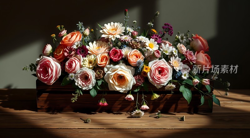 阳光下的多彩花艺展示