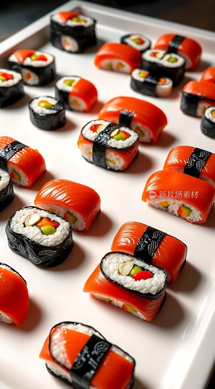 新鲜寿司大集合诱人的色彩与美味交织！