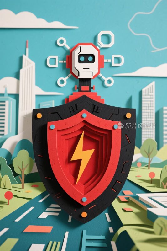 机器人的安全盾牌插画