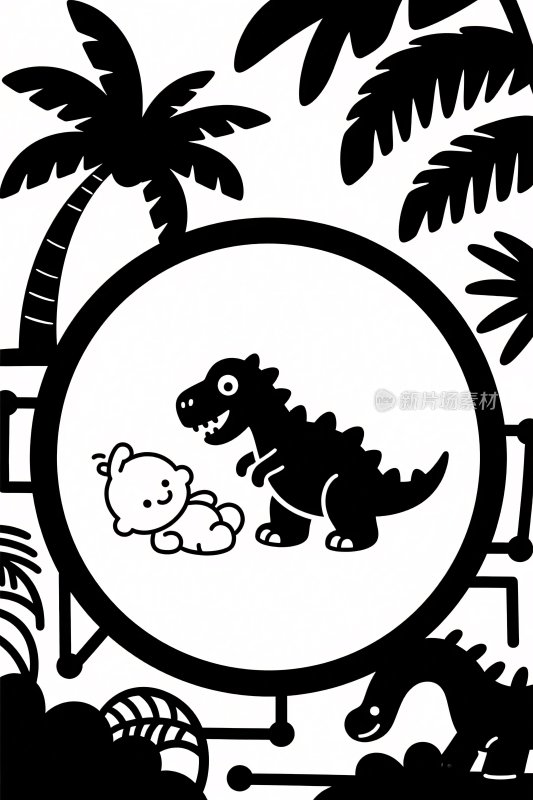 卡通恐龙童趣插画