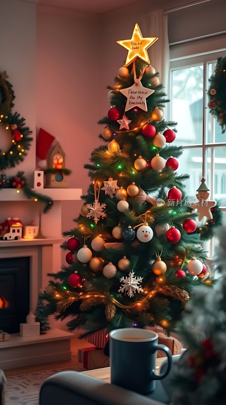 温馨圣诞树下的节日时光