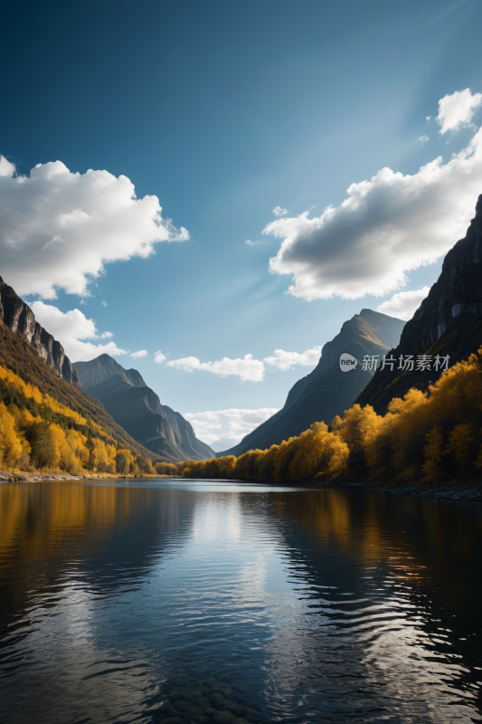 山和树倒映在湖的静水中高清风景图片