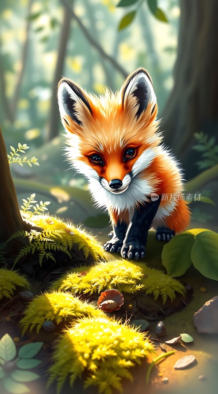 阳光下的森林小狐狸