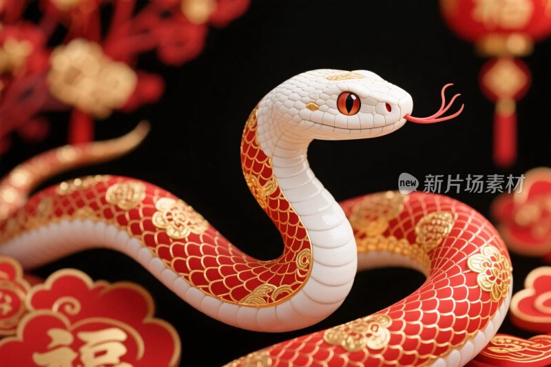 春节生肖蛇插画