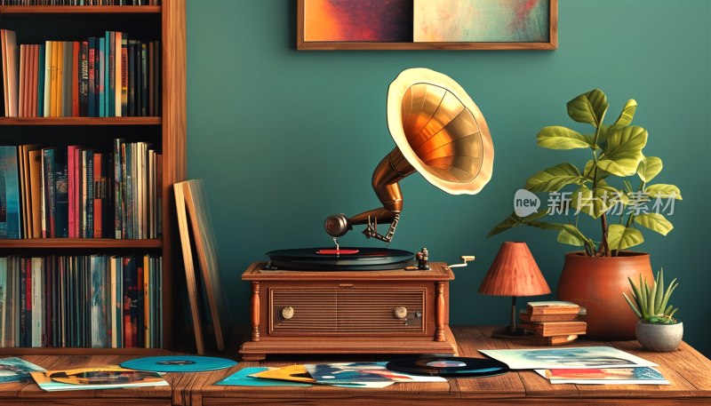 留声机怀旧插画