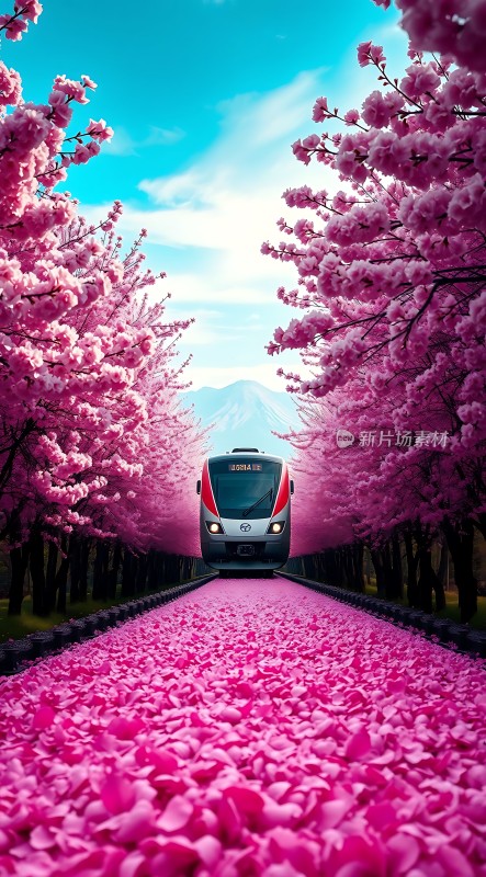 樱花雨中列车之旅