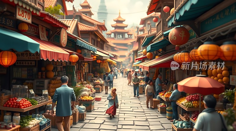 繁华市集热闹非凡