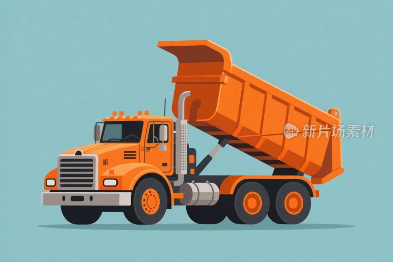 橙色自卸卡车插画