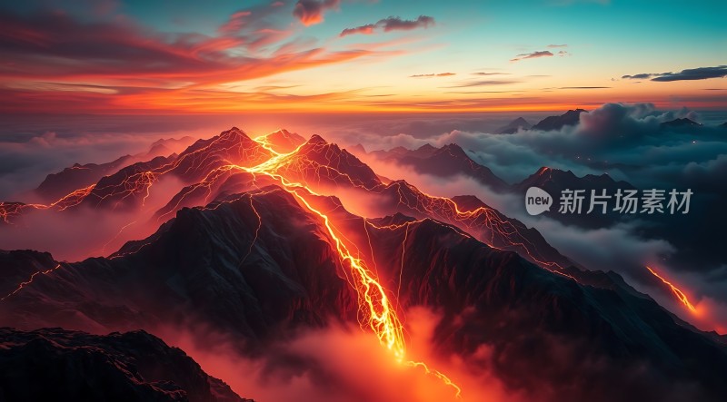 熔岩山脉日落奇景