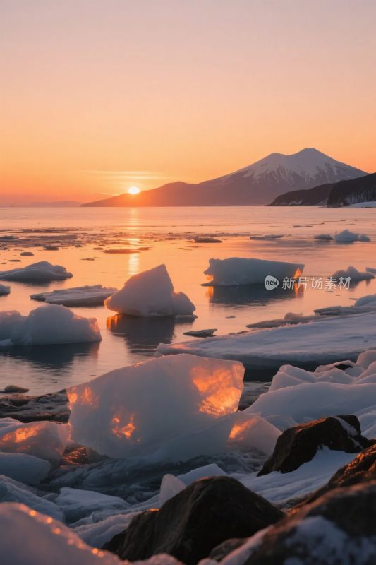 冰雪山水日落风光