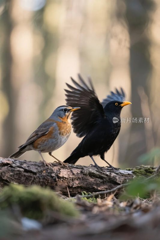 树林里的两只鸟
