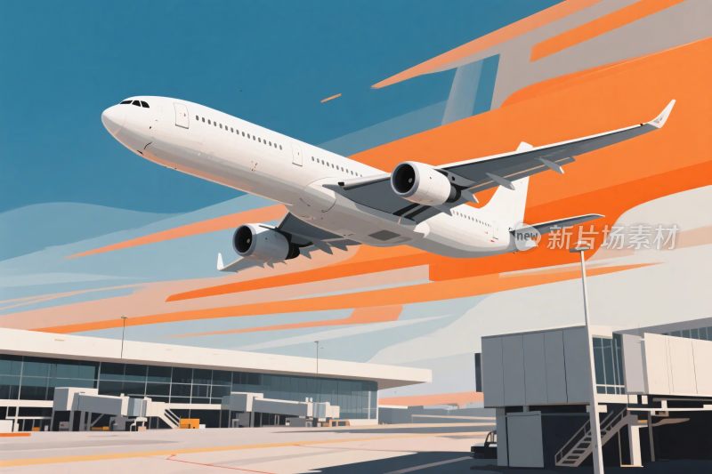 机场飞行航班插画