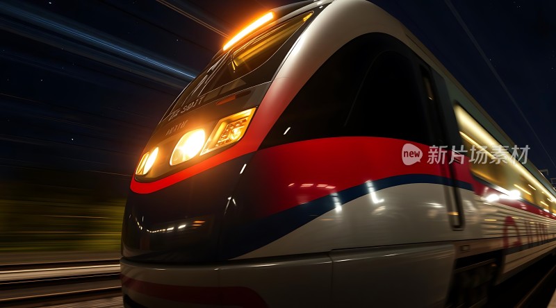 高速列车夜行图
