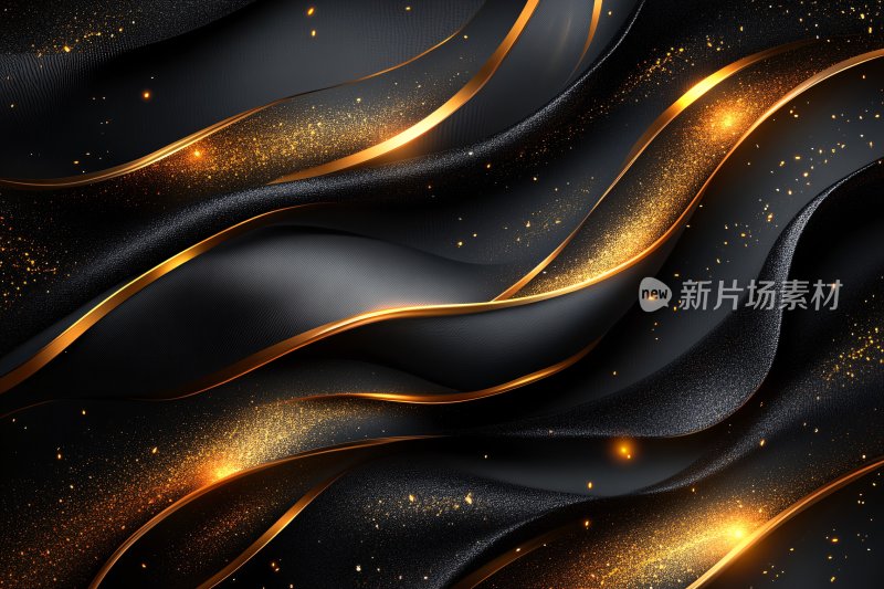 黑金质感流动线条背景图