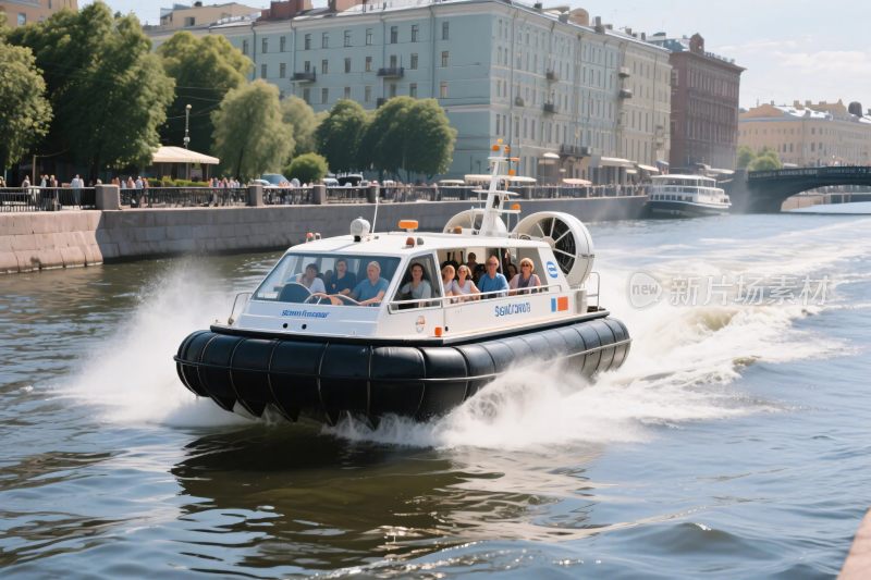河流气垫船行驶场景