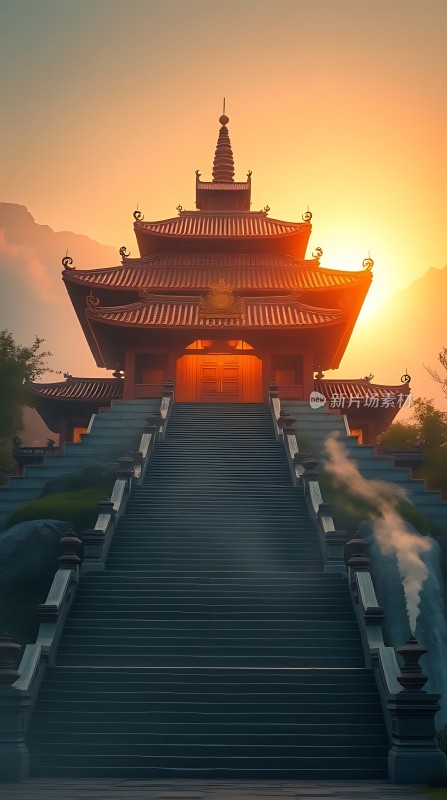 晨曦中的古寺