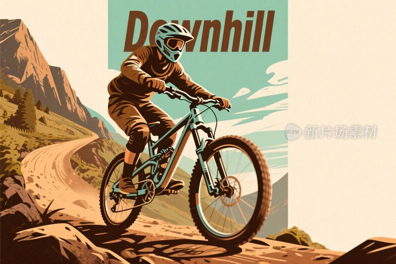 山地骑行插画