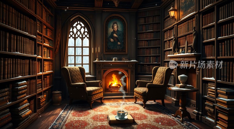 古董书房里的温暖阅读时光