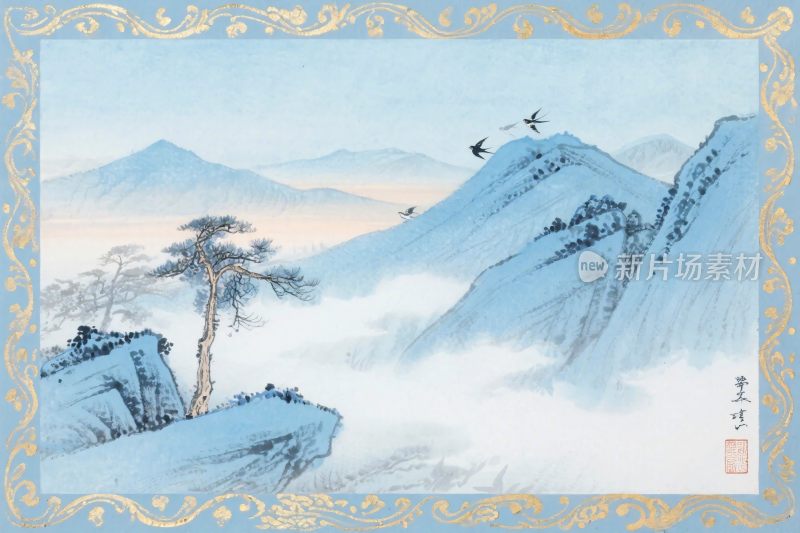 山水国风水墨画