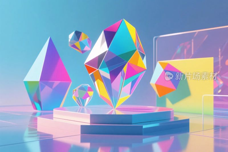 多彩几何艺术插画