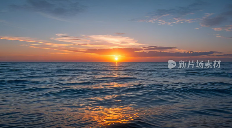 海上日落夕阳自然风光摄影图