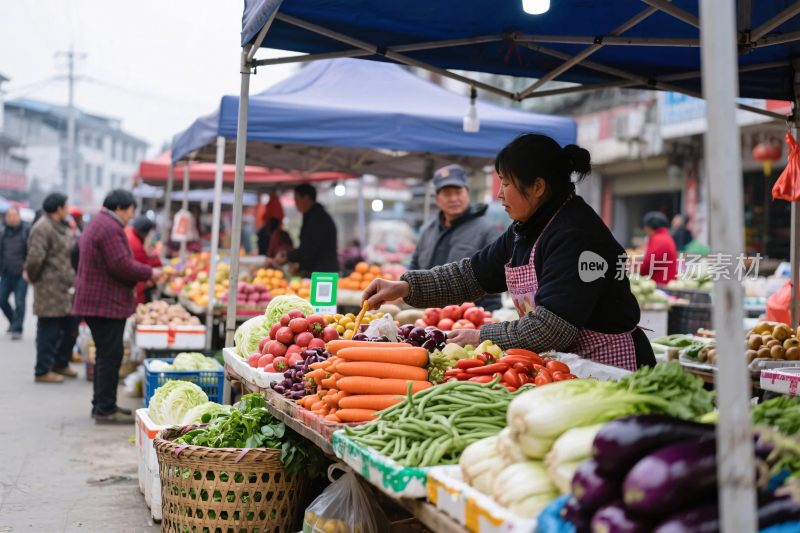 市场蔬果摊位场景
