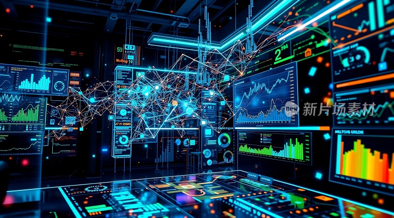 未来科技中心数据与网络交织的世界