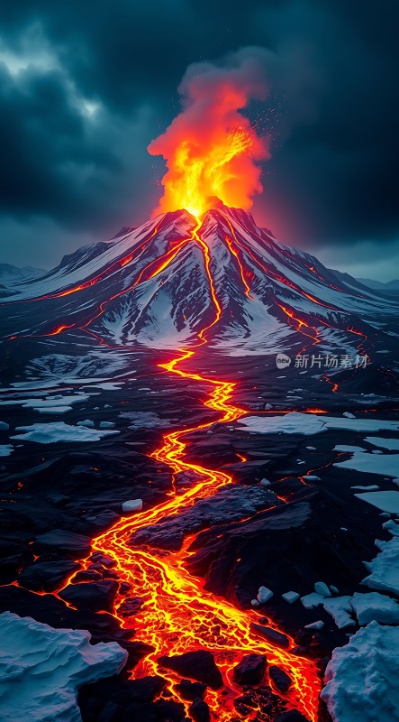 熔岩流淌的山峰