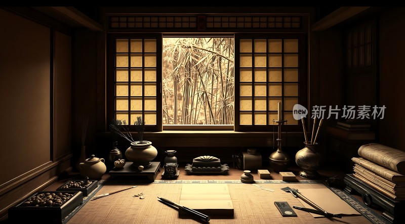 古风书房静物场景