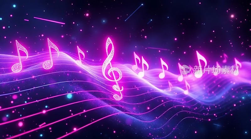 紫色音符旋律星空
