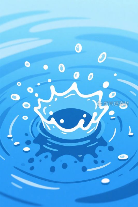 蓝色水花溅起插画