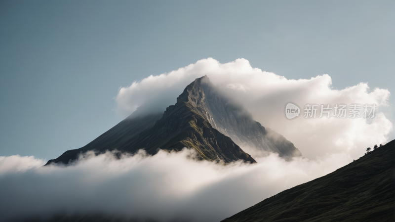 座山云盖人马风景图片