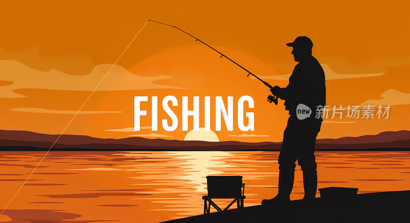 钓鱼标志插画