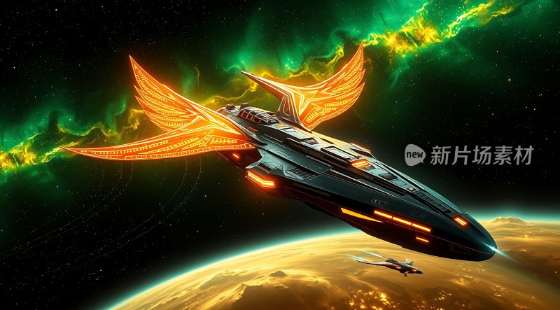 星际飞船翱翔宇宙