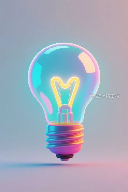 霓虹灯泡创意插画
