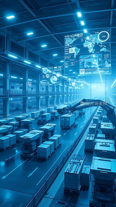 智能物流中心未来仓库科技感场景