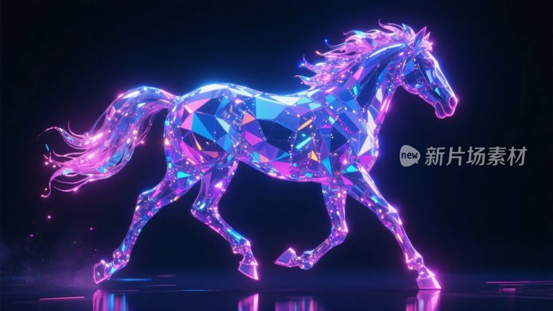 梦幻炫彩的发光奔跑马