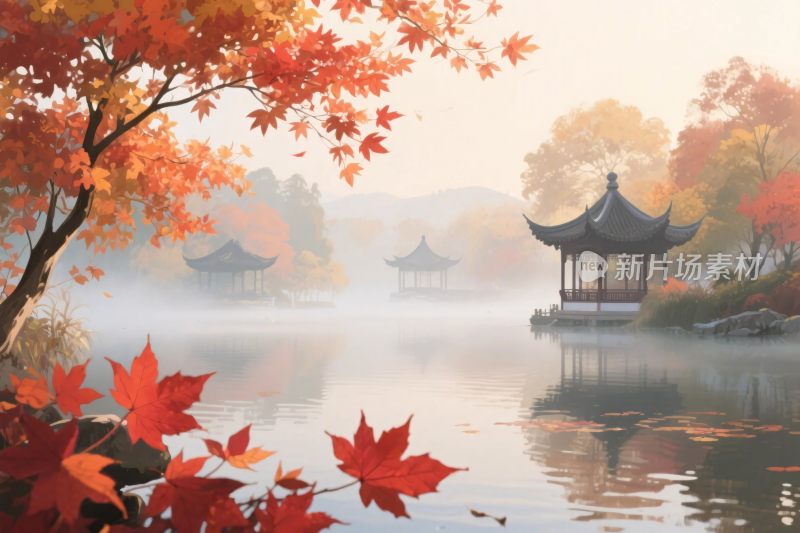 古风山水风景插画