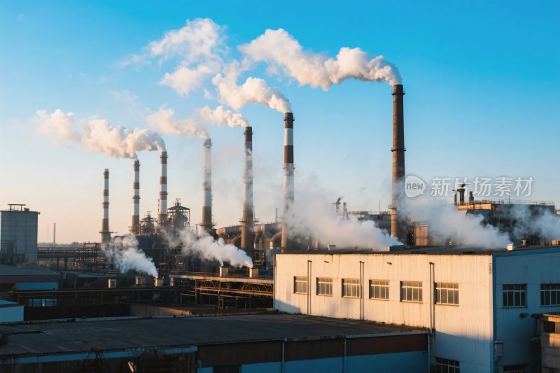 工业烟囱排放景象